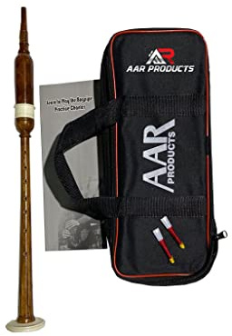 AAR Long Bagpipe Practice Chanter Length 21 Natural color Rosewood Scottish Highland Reeds, Bag & Book (Brown with Sole Mounts)
