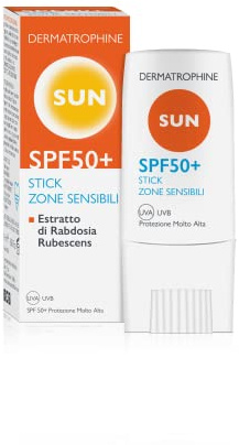 Dermatrophine Sun Stick Invisibile Protezione Solare Zone Sensibili e Tattoo Spf 50+ | Stick Solare Invisibile Per Pelli Sensibili | Gel Solido Per Una Protezione Solare Stick Viso E Corpo Ottimale