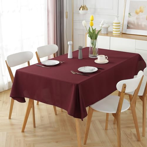 MERCURY TEXTIL- Mantel Antimanchas Rectangular, Hule Mesa, Resistente, Lavable, Impermeable. Ideal para Interiores y Exteriores. (Granate, 140x200cm)