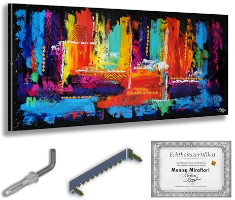 Monica Mirafiori I 100% HANDGEMALT I Gemälde Multicolored Abstraction 140x70cm | Gemälde Handgemalt | Acrylgemälde | Sehr Großes Acrylbild I Moderne Kunst I Kunstbilder