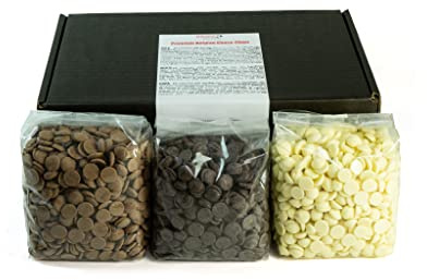 CHOCO SECRETS - Trio - 3 x 200g Belgische Vollmilch, Dunkle Zartbitter, Weiße Schokolade für Schokobrunnen - Schokofondue - Kuvertüre für Schokoladenbrunnen - Ganache, Choco Drops