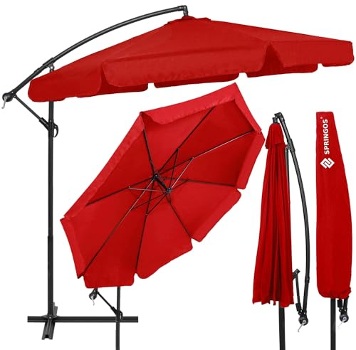 SPRINGOS Gartenschirm Windfester Sonnenschirm 275x350 cm - XXL Schattenspende für Terrasse & Garten - Wetterfest, UV - beständig & stabil mit Handkurbel für einfache Nutzung