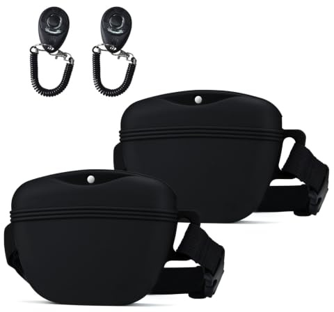 AOKLANT Pet Training Snack Bag con CLICKER 2.0 - Nuova Chiusura Magnetica, 1,66 Tazze con guinzaglio in Silicone, Ideale per l'addestramento e Le Passeggiate.