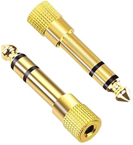Jack Plug Adaptor Converter-Headphone Adapter 3.5mm to Premium Gold Plated Stereo Headphones - Adaptor Headphone Converter, Long Life Aux Jack Audio Plug 3.5mm Female to 6.35mm Male (2 Pcs)
