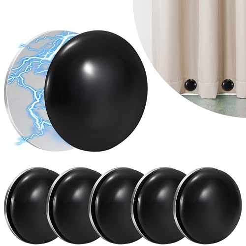 Heveer Magnetic Curtain Weights Round Magnetic Curtain Weights Magnetic Round Curtain Weights for Curtains Magnets for Shower Curtains Window Curtain Tablecloths 6 Pieces Black