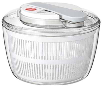 Centrifugadora de Lechuga,Centrifugadora Manual,Salad Spinner,Escurridor Manual de Lechuga y Frutas ABS con Cuenco y Colador(21cm,3L,Blanco)