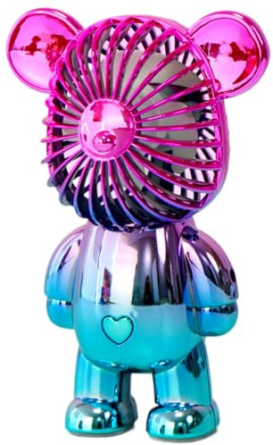 Credelin Handheld Mini Fan, Portable Personal Fan Battery Powered USB Rechargeable Fan with 3 Speeds Adjustable Cute Bear Design for Outdoor, Office, Travel, Summer, Kids Girls (Pink)