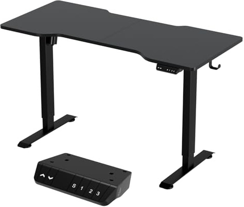 Sonnewelt 140 x 60 cm höj- och sänkbart skrivbord justerbar höjd elektriskt ergonomiskt stående säte bord med minnesstyrning och anti-kollisionsteknik, svart
