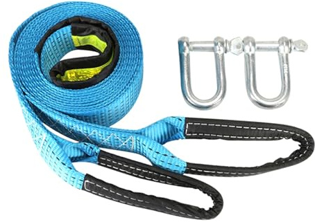 JTQYFI Sangle de récupération multi-usages pour véhicule - Crochet sûr - Outil d'aide à la panne - Corde de remorquage multi-usages