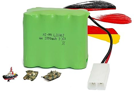9.6V 1800-mAh Ni-MH Akku, kompatibel mit Tamiya KET 2P Stecker, AA Akkupack Battery für RC Panzer, Auto, Bagger, Crawler, Boot, Schiff, Elektroauto, SUV, 4X4, Gelände-Fahrzeug, Steuerkasten, Spielzeug