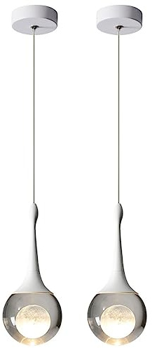 Lámpara colgante de cristal moderna con forma de gota de agua para sala de estar e isla de cocina, paquete de 2
