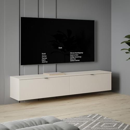 FORTE LIBERTAD moderner Fernsehtisch TV Schrank Lowboard 180 360 für Fernseher 55 65 80 Zoll, Wohnzimmer, hängend oder stehend, Kaschmir Beige, 179,6 cm breit x 35,4 cm hoch x 34,8 cm tief