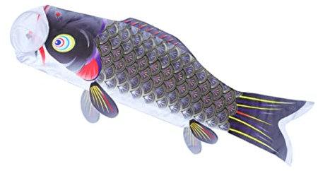 Homoyoyo Japanische Karpfen-flagge Schwarz Satin Dekorative Fahne Für Drachenbootfest Party Deko Fotohintergrund Wand Außenbereich