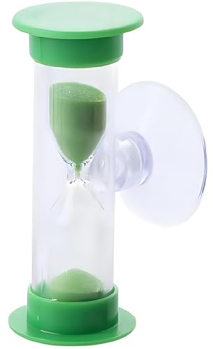 Sand Timer Toothbrush Timer with Suction Cup, Unbreakable Sand Watch Plastic Hourglass Minutes Sand Timer Rotatable Hourglass Sandglass Sand Clock Time Management Tool（Green 2minutes）