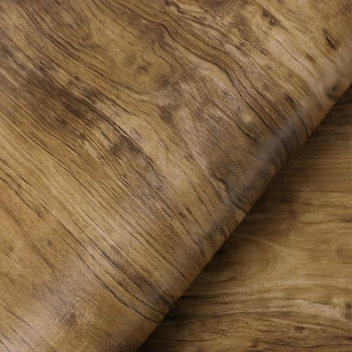 CiCiwind Holzoptik Möbelfolie Selbstklebend Vintage Selbstklebende Tapete Braun Vinyl Klebefolie 60CM×5M Holz Tapeten Selbstklebende für Wand Möbel Schränke Tische