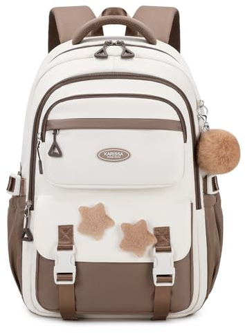 DivingBirds Cartable Fille Primaire CP CE1 CE2 CM1 CM2 Sac a Dos Enfant 18L, Ergonomique | Sangle de Poitrine | Impermeable | Kawaii, Sac Ecole Fille Sac à Dos D'école Ado 7+ Ans, Marron