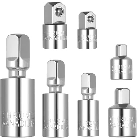 7 Pcs Impact Socket Adapter Set, 3/8 1/4 1/2 Adapters, Impact Wrench Adapter, Includes 3 Pcs Joint Socket Wrench Adapters, Drill Sockets Adaptor