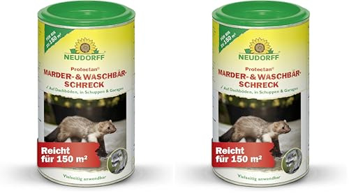 Neudorff Protectan Marder-& Waschbär-Schreck – Vertreibt langanhaltend Marder und Waschbären auf Dachböden, in Schuppen und Garagen für 150 m², 300 g (Packung mit 2)