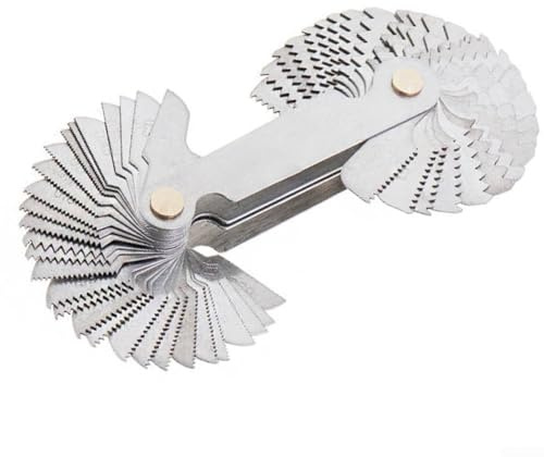 Juego de medidores de paso de rosca, 58 piezas métricas de acero al carbono, kit de medidor de paso de tornillo para herramienta de medición de rosca imperial y métrica