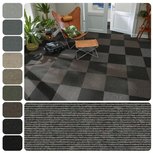 Tretford Interland Teppich Teppichfliesen 50x50 cm selbstliegend | Farbwelt grau, 523 Zink, 1 Fliese