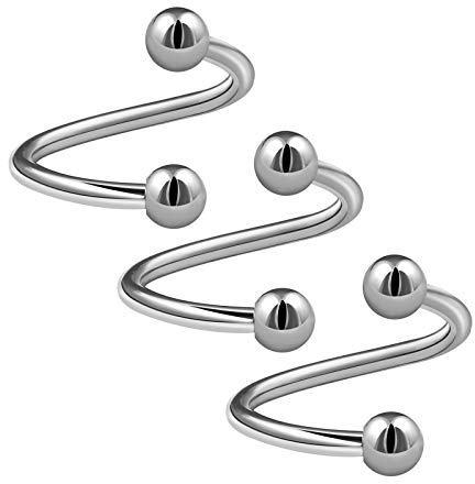 KJM FASHION 3 STK Chirurgischer 316-l-stahl Spiral 1,2 mm 16 g Kugel Helix Cartilage Lip Ohrringe Tragus Piercing Schmuck 0704