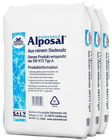 Alposal Poolsalz 75kg Poolsalz, Schwimmbadsalz, Chlorinator geeignet, Salzelektrolyse, Siedesalz inklusiv 1 Paar ARNOMED Einweghandschuh