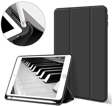 aoub Hülle für iPad 9./8./7. Generation 10,2 Zoll 2021/2020/2019 | Hülle mit Stifthalter Dünn Leicht Smart Schutzhülle Standabdeckung Auto Aufwachen/Schlafen für iPad 9/8/7 Gen, Schwarz