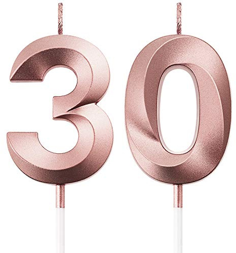 BBTO Birthday Candles Number Candles Cake Topper Decoration for Birthday Wedding Anniversary Celebration Supplies(Rose Gold,30th)