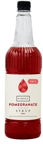 Simply Sugar Free Pomegranate Syrup, Low Calorie, Vegan & Nut Free Flavoured Syrup for Coffee, Cocktails & Baking (1 Litre)