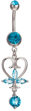 Bishilin Körperschmuck Damen Sexy, Bauchnabelpiercing Chirurgenstahl Herz Anhänger mit Zirkonia Bauchnabelring