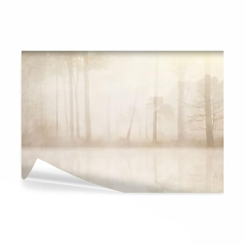 decomonkey Fototapete Wald 350x256 cm Tapete Fototapeten Vlies Tapeten Vliestapete Wandtapete moderne Wand Wandbild Schlafzimmer Wohnzimmer Deko Natur Landschaft Baum Beige