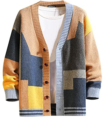 GURUNVANI Cardigan Sweater pour Hommes Pulls à Manches Longues en Tricot avec Boutons