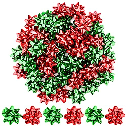 Lazos metálicos para Navidad,50 paquetes de lazos decorativos de Navidad,lazos de regalo de 5,5 cm autoadhesivos para envolver el regalo,cinta rizada para bodas,cumpleaños y año nuevo