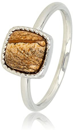 My Bendel - Kleiner Siegelring mit Picture Jasper Edelstein- Stylischer Ringe für Damen mit echtem Edelstein - Bleibt schön und Verfärbt nicht - Stapeln Ringe - mit Luxuriösen Geschenkverpackung