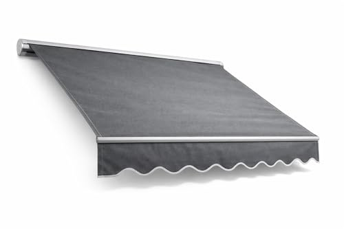 home Trends Tela para toldo de 4 m con cenefa, 4 x 3 m, tela de repuesto de 387 x 300 cm, para balcón, toldo impermeable y protección solar, P1024 – Gris