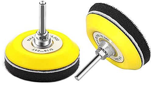 Mesee 2 Stück Schleifscheiben Pads, Polierpad Adapter, 3 Zoll Klett-Schleifpads, mit 1/4 Zoll Schaft Schaftbohraufsatz und weicher Schaumstoffschicht-Pufferpad, Polieren Schleifen Rotary Tool