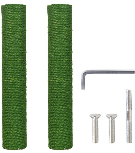 Pinkgarden Ersatz-Kratzbaum für Katzen, Sisal, 40 cm, 2 Stück M8 Ersatz-Kratzbaumteile für die Renovierung, Weiß, inklusive Schrauben (Grün)