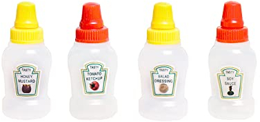 Youery 4 Pezzi Mini Bottiglie per Condimento, 25ml bottiglie da spremere portatili, Bottiglia Squeeze di Plastica per ketchup, salsa di miele, condimenti per insalate, salsa di soia e altro ancora.