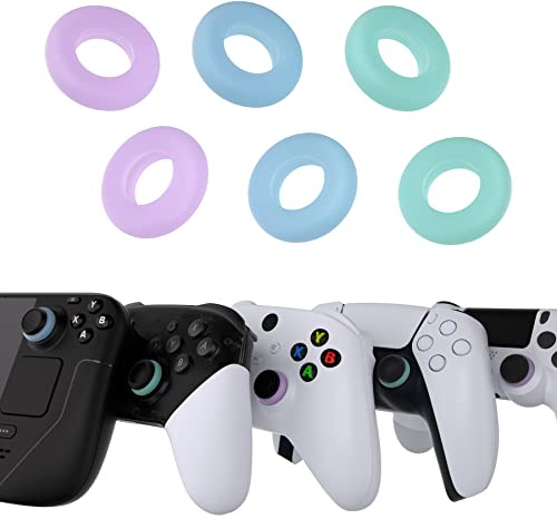 PlayVital BuffeRings 3 par Precision Rings för ps5/för ps4,Aim Assist Stötdämparringar för Xbox Series X S/för Xbox One/Xbox 360/Switch Pro,Silikon Shock Rings Analoga Sticktillbehör för Steam Deck