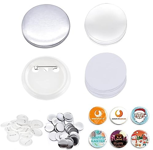 100er Set Buttonrohlinge, DIY Button Pins, Buttons Selber Machen, Button-Set mit Pin für Kleidung, Taschen,Rucksäcke Dekorationen (75mm / 2.95inch)