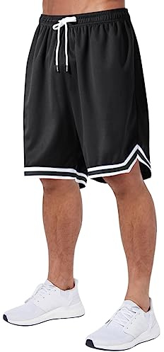 Oanviso Herren Basketball Shorts Mesh Sportshorts Sommer mit Taschen | Mit Elastischer Bund,Laufshorts,Gestreifter Saum,Kurze Hose,Atmungsaktiv,Casual,Fitness,Running,Sweatshorts
