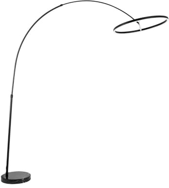 Lucande LED Golvlampa(båglampa) 'Virvera' (modern) i Svart av aluminium/grå zink för vardagsrum matsal (1 lamor, glödlampor ingår) - Båglampa, golvlampa, vardagsrumslampa