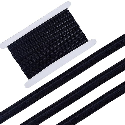 GORGECRAFT Cinta Elástica Antideslizante de 10 Yarda Y 10 mm de Ancho Banda Elástica de Silicona Goma Elástica Cinturón Elástico para Manualidades Costura de Prendas para Cortos Deportivos Negro