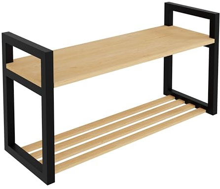 Lenmar, LOFT SBG 115, Schuhbank, Schuhregal mit 1 Ablagen, Schuhschrank, Holz, schmal, Bank, Schuhaufbewahrung, 115 x 60 x 60 cm, Wohnzimmer, Sitzfläche, Hellbeige (SBG 115)