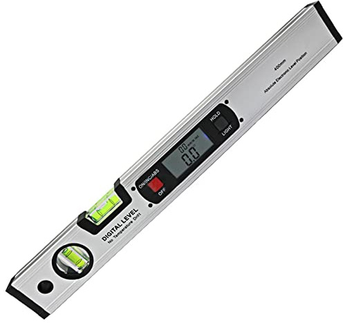 MONOJLY Nivel de Burbuja Buscador Digital de Aluminio Transportador 360° LCD Digital retroiluminado de 16 Pulgadas con Burbuja Horizontal y Vertical