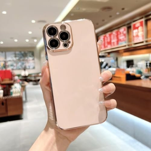 HEARSO Custodia morbida e sottile con placcatura quadrata di lusso per iPhone 14 13 12 11 Pro Max 12 Mini XR XS Max X 7 8 Plus SE2 Cover in silicone tinta unita, rosa, per iPhone 13 Mini