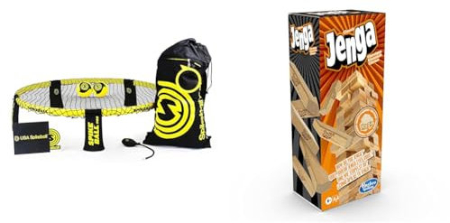 Spikeball Pro Kit - Mit verbessertem & Hasbro Gaming Jenga Classic, Children's Game That Promotes The Speed of Reaction, from 6 Years