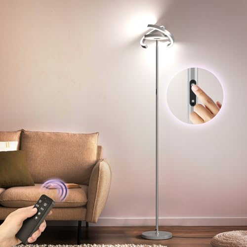 FIMEI Stehlampe LED, Stehleuchte 36W, Stufenlos Dimmbar 3000K-6000K Farbtemperaturen Modern Deckenfluter mit Fernbedienung, Touch Stehleuchte Unabhängige Steuerung, für Wohnzimmer Schlafzimmer Büro