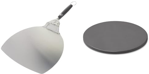 Weber® Pizzaheber, Pizzaschaufel, Pizzaschieber & glasierter Pizzastein klein, rund, 26 cm 18413 Schwarz