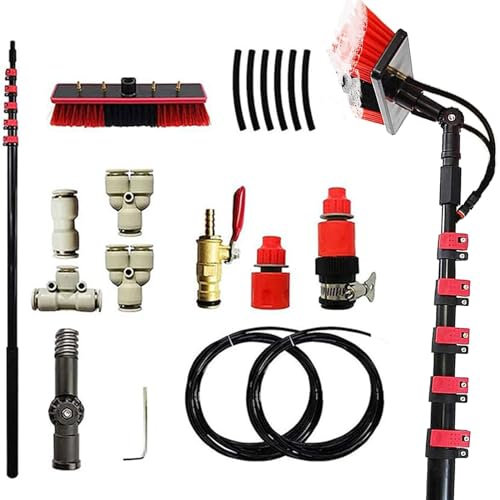Teleskop WaschbüRste, WaschbüRste Mit Teleskopstiel, WasserfüHrende Teleskopstange, Deluxe Teleskop-Wasserbesen, WaschbüRste, Teleskopstange 3m-12m, Telescopic Hydrocleaner (30FT/9M)
